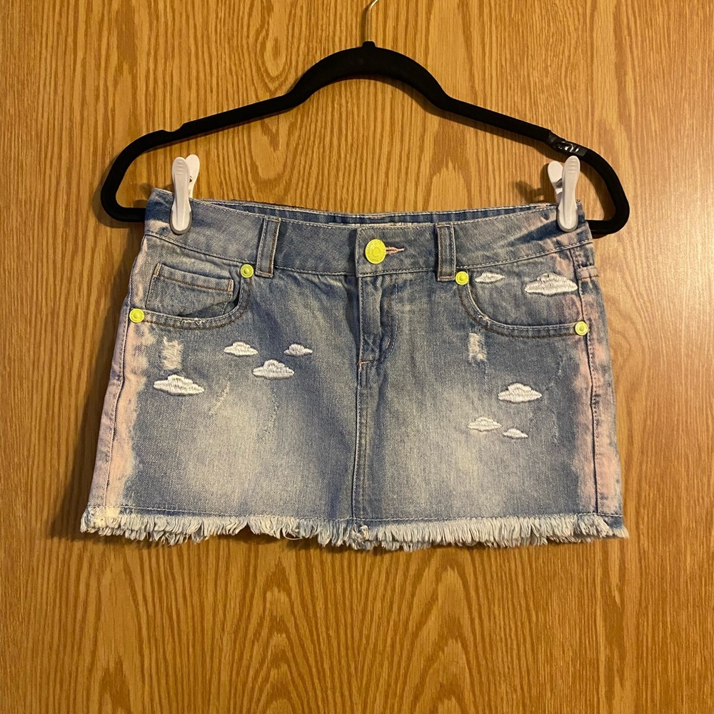 Blue and White Mini Skirt Casual Night Out